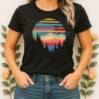 Birds Flying Over Sunset Women's T-Shirt thumb 2