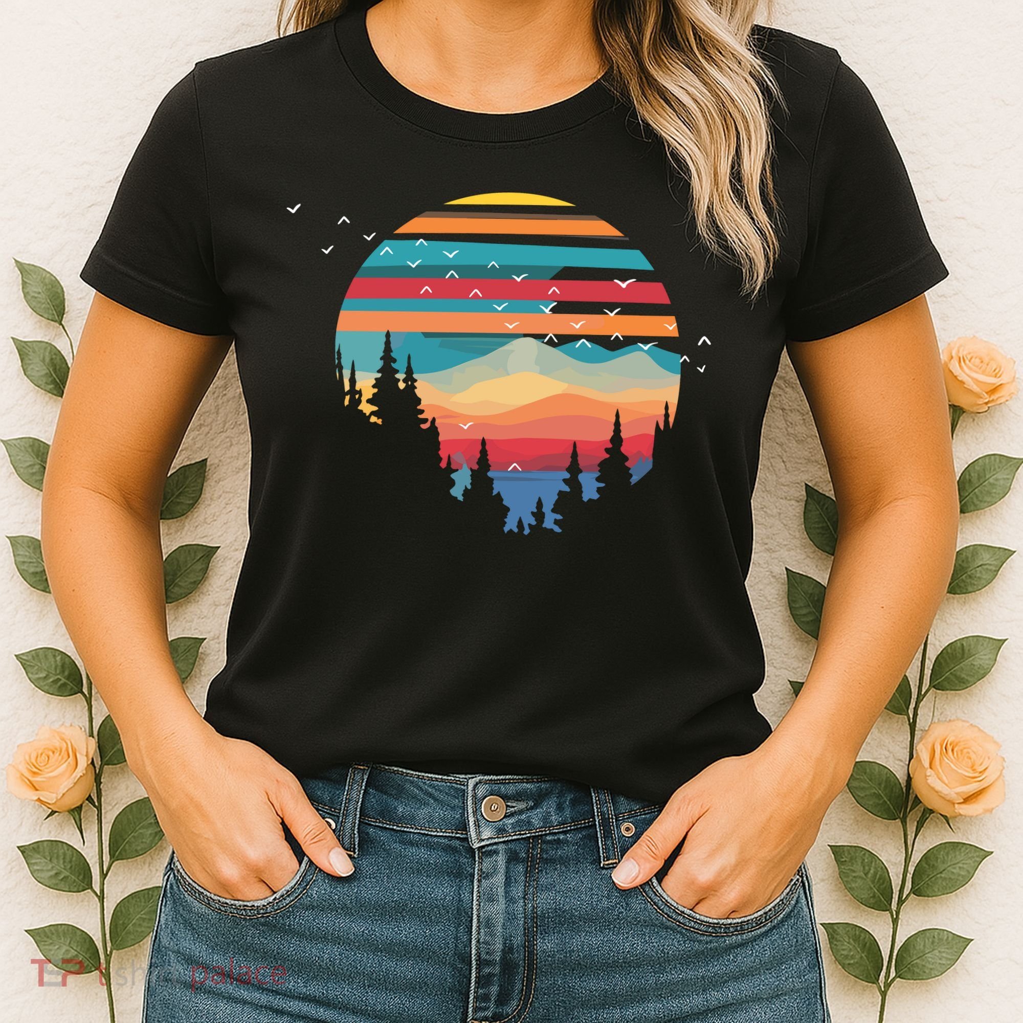 Birds Flying Over Sunset Women's T-Shirt