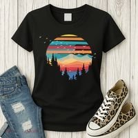 Birds Flying Over Sunset Women's T-Shirt thumb 3