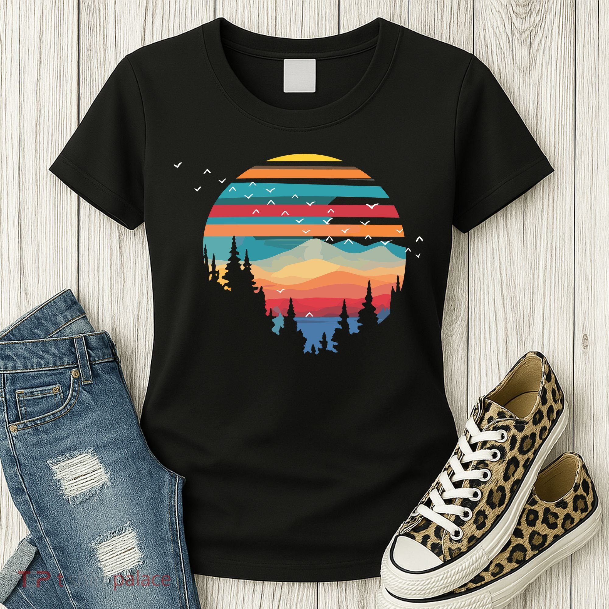 Birds Flying Over Sunset Women's T-Shirt