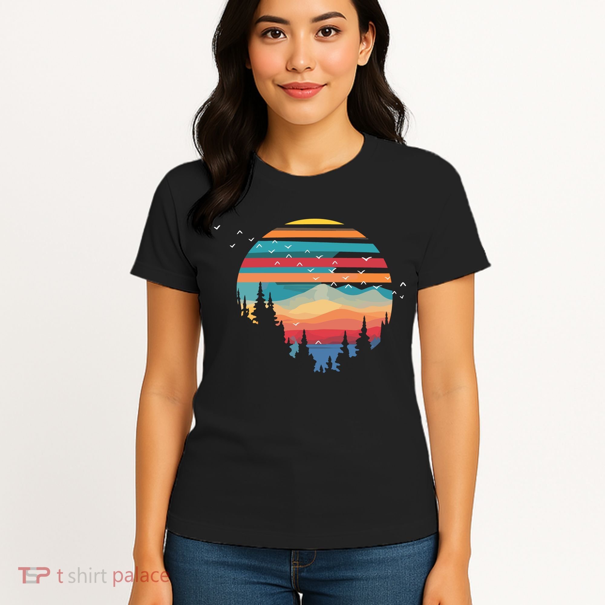 Birds Flying Over Sunset Women's T-Shirt