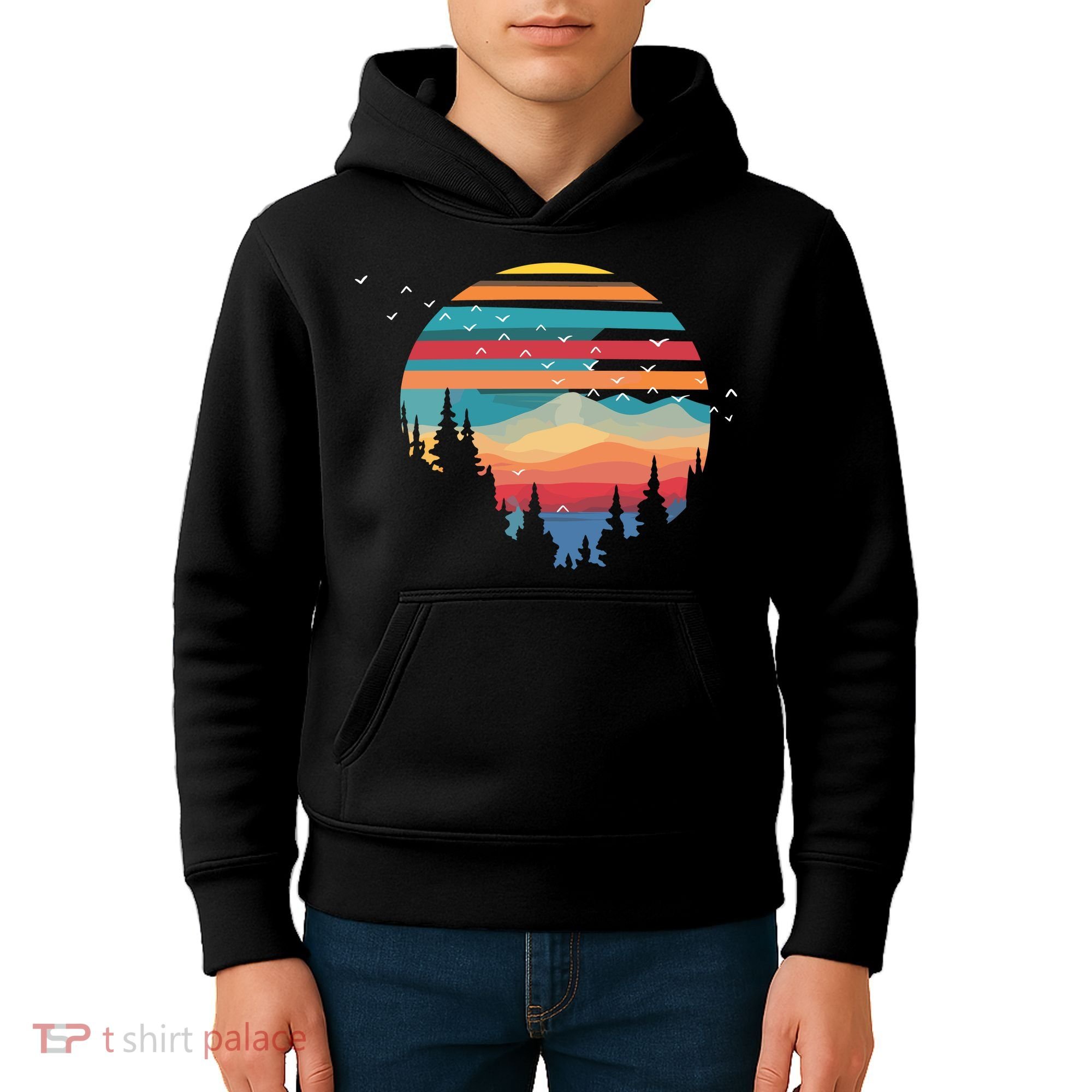 Birds Flying Over Sunset Kids Hoodie