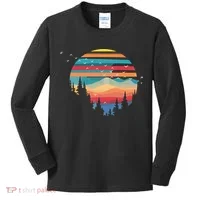 Birds Flying Over Sunset Kids Long Sleeve Shirt thumb 0