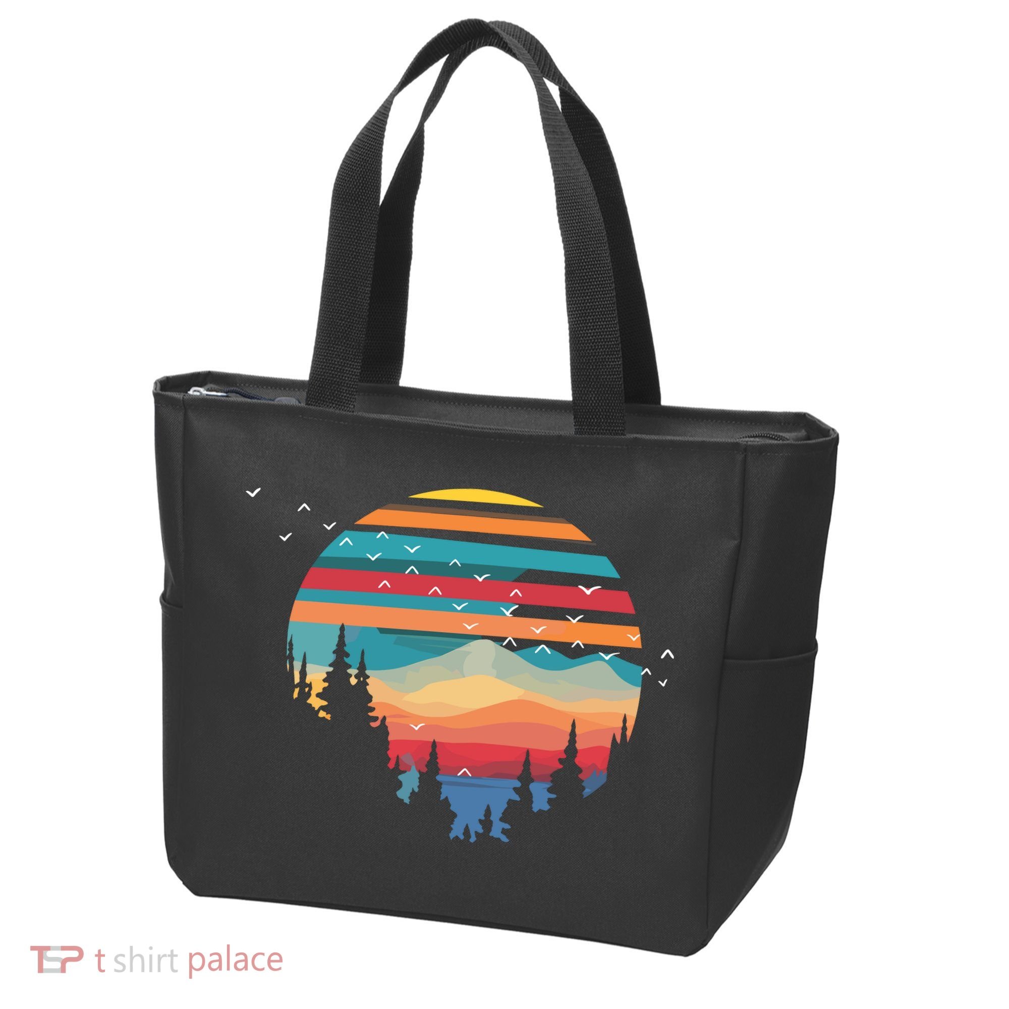 Birds Flying Over Sunset Tote Bag