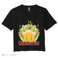 Boho Floral Oktoberfest Beers Women's Crop Top Tee thumb 0
