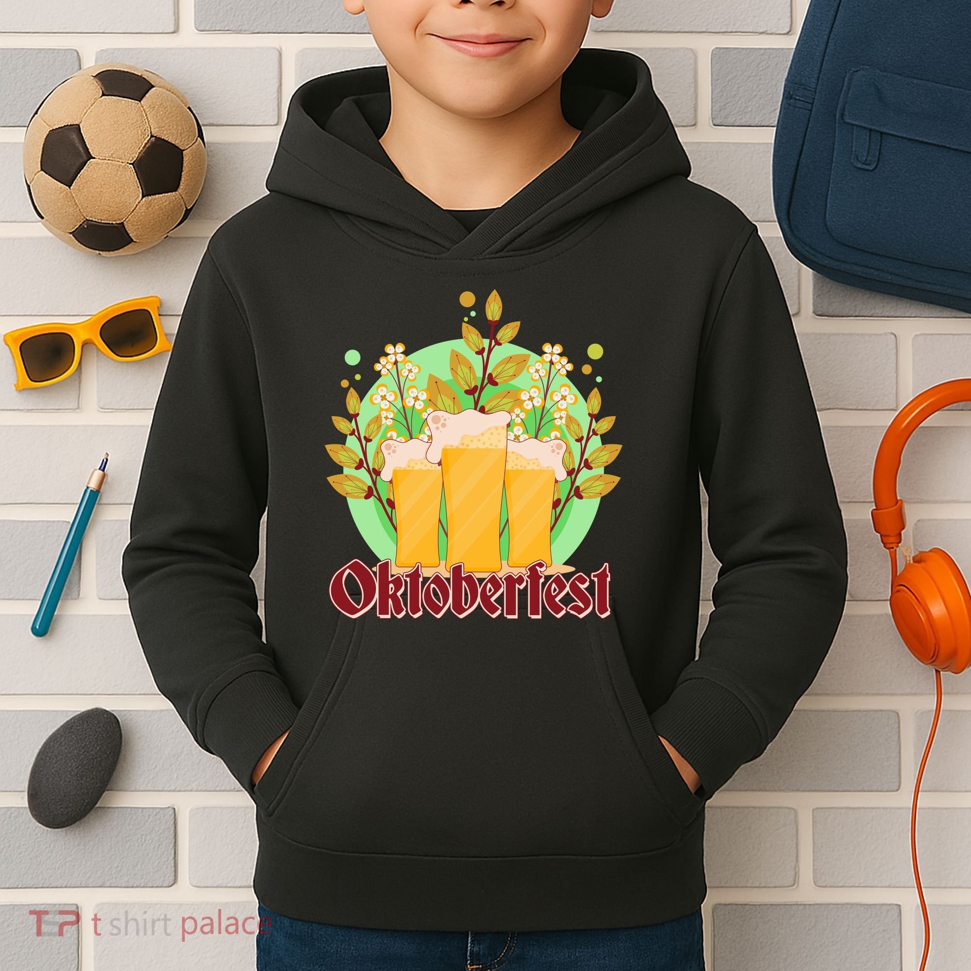 Boho Floral Oktoberfest Beers Kids Hoodie
