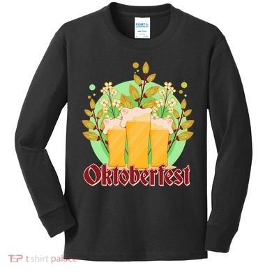 Boho Floral Oktoberfest Beers Kids Long Sleeve Shirt