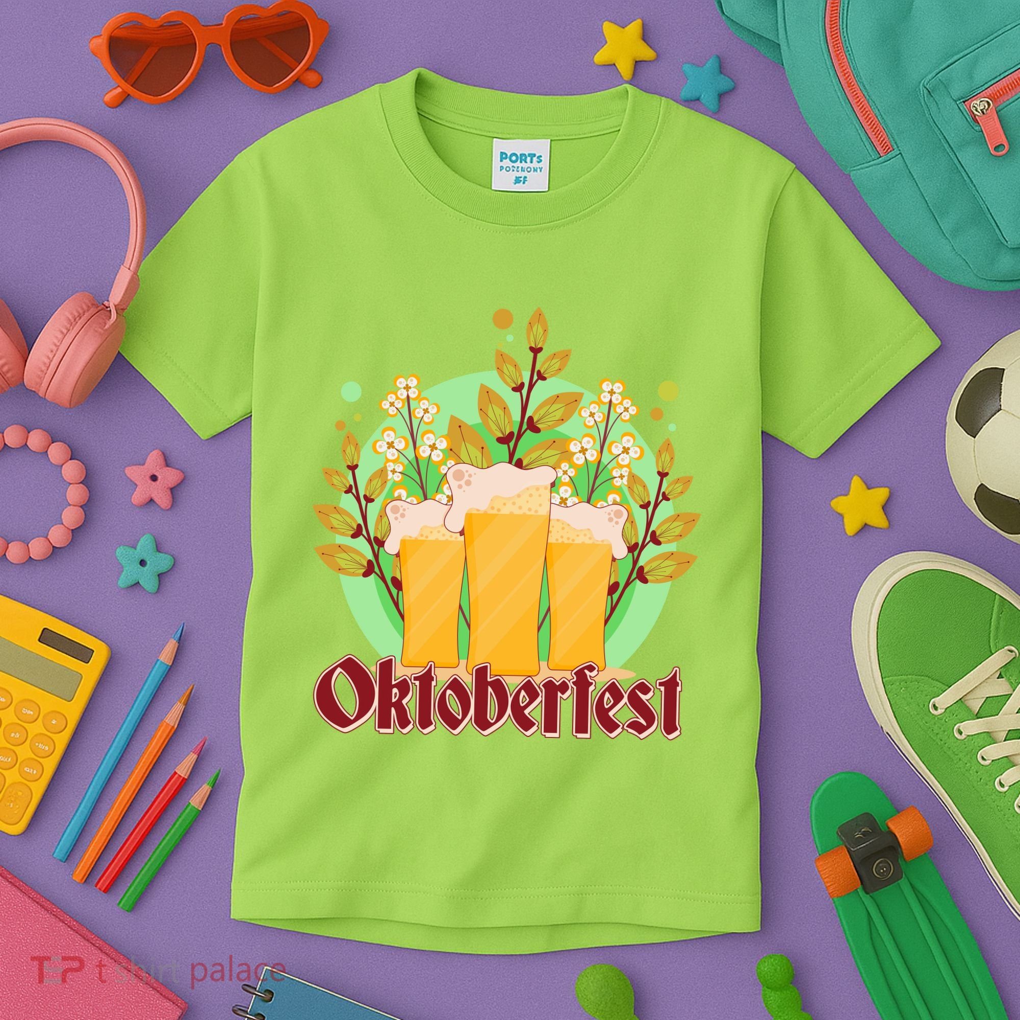 Boho Floral Oktoberfest Beers Kids T-Shirt