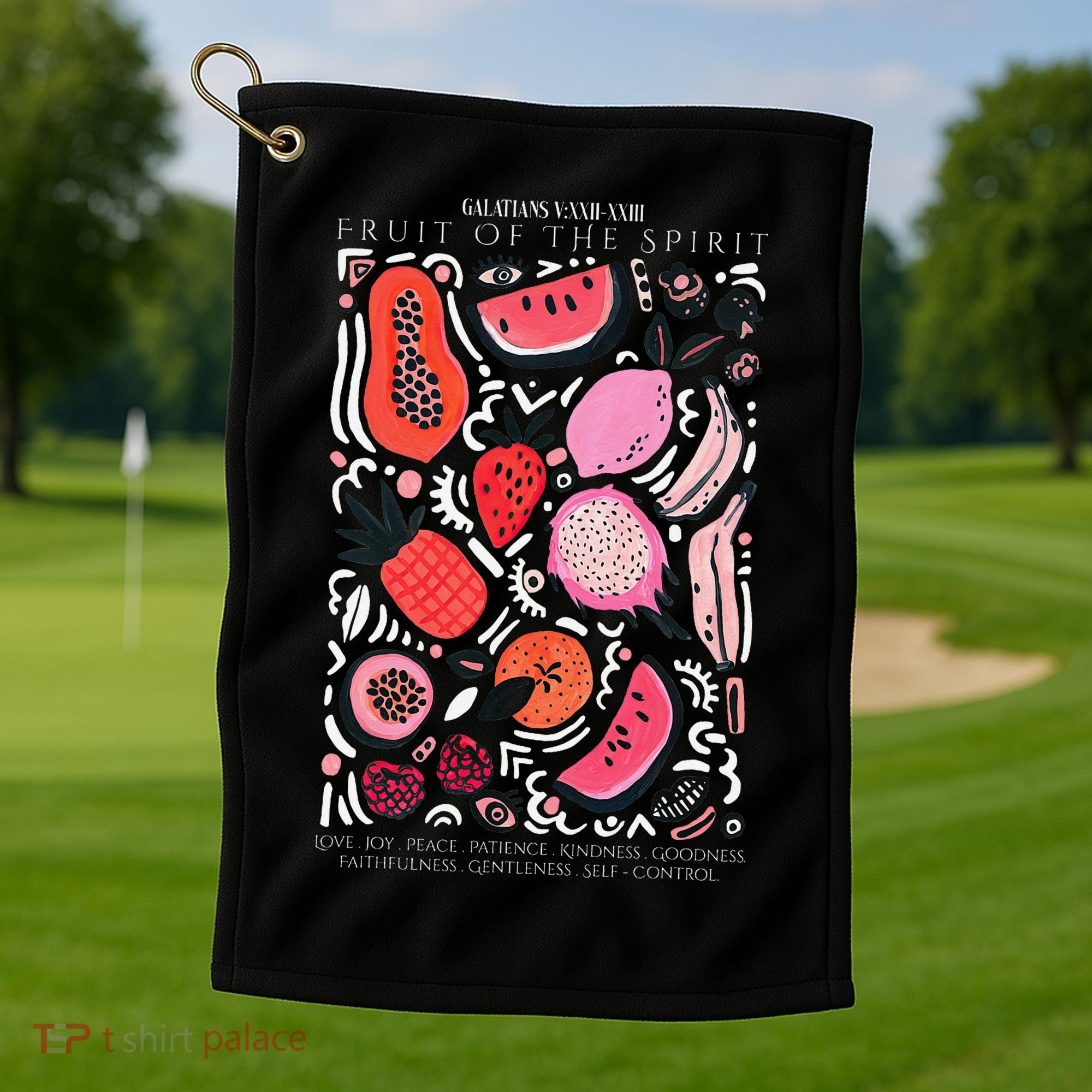 Boho Fruit Of The Spirit Fruit Bible Verse Jesus Christian Golf Towel
