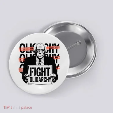 Bernie Fight Oligarchy Raglan Baseball Button