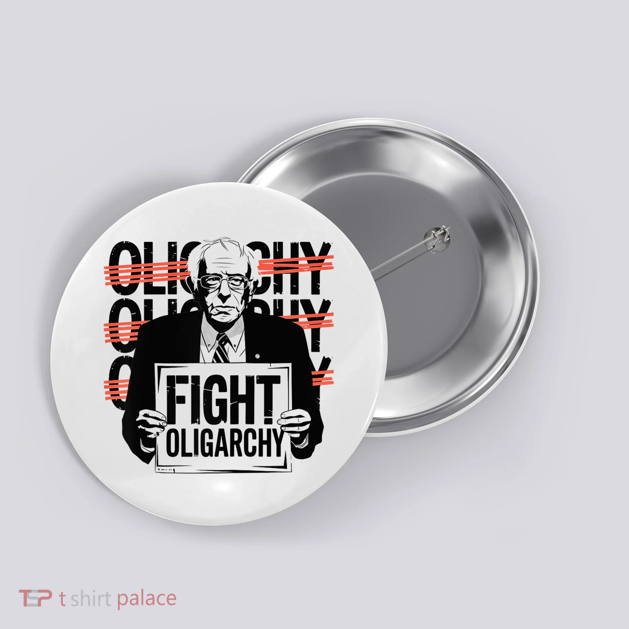 Bernie Fight Oligarchy Raglan Baseball Button