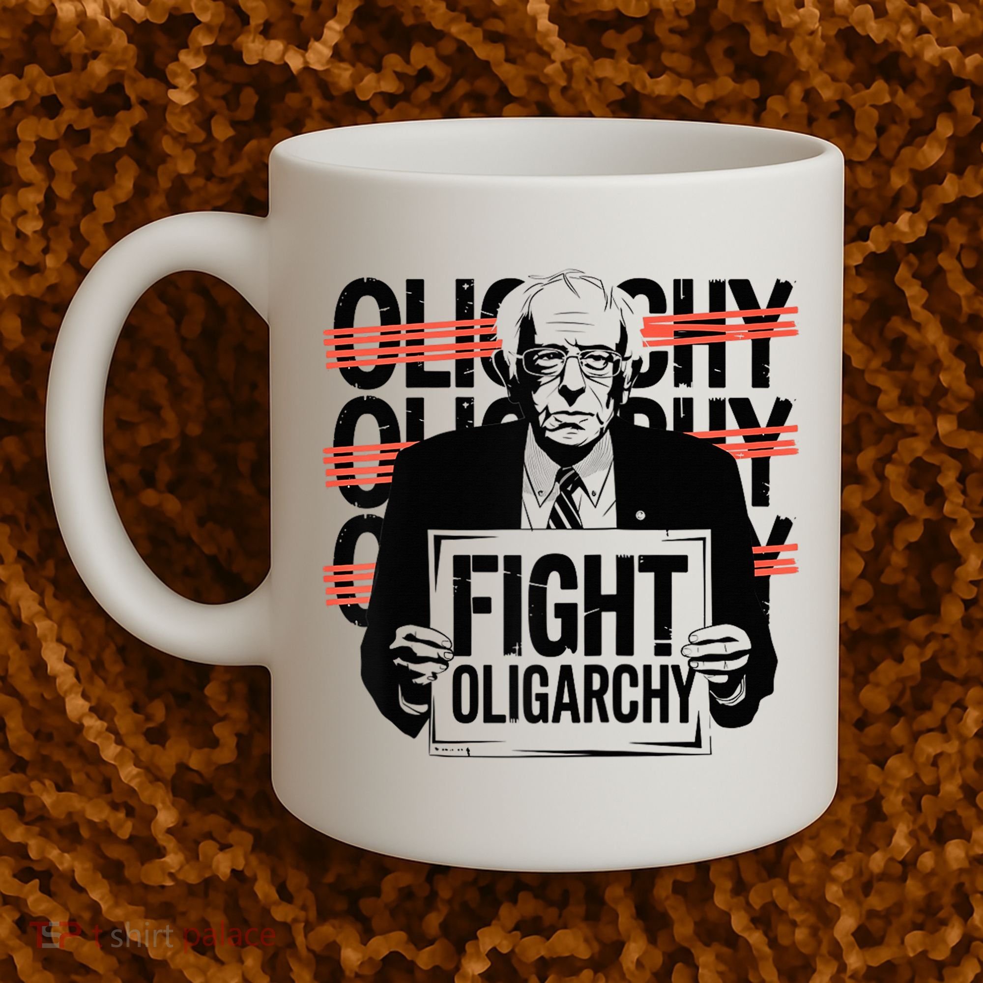 Bernie Fight Oligarchy Raglan Baseball Coffee Mug
