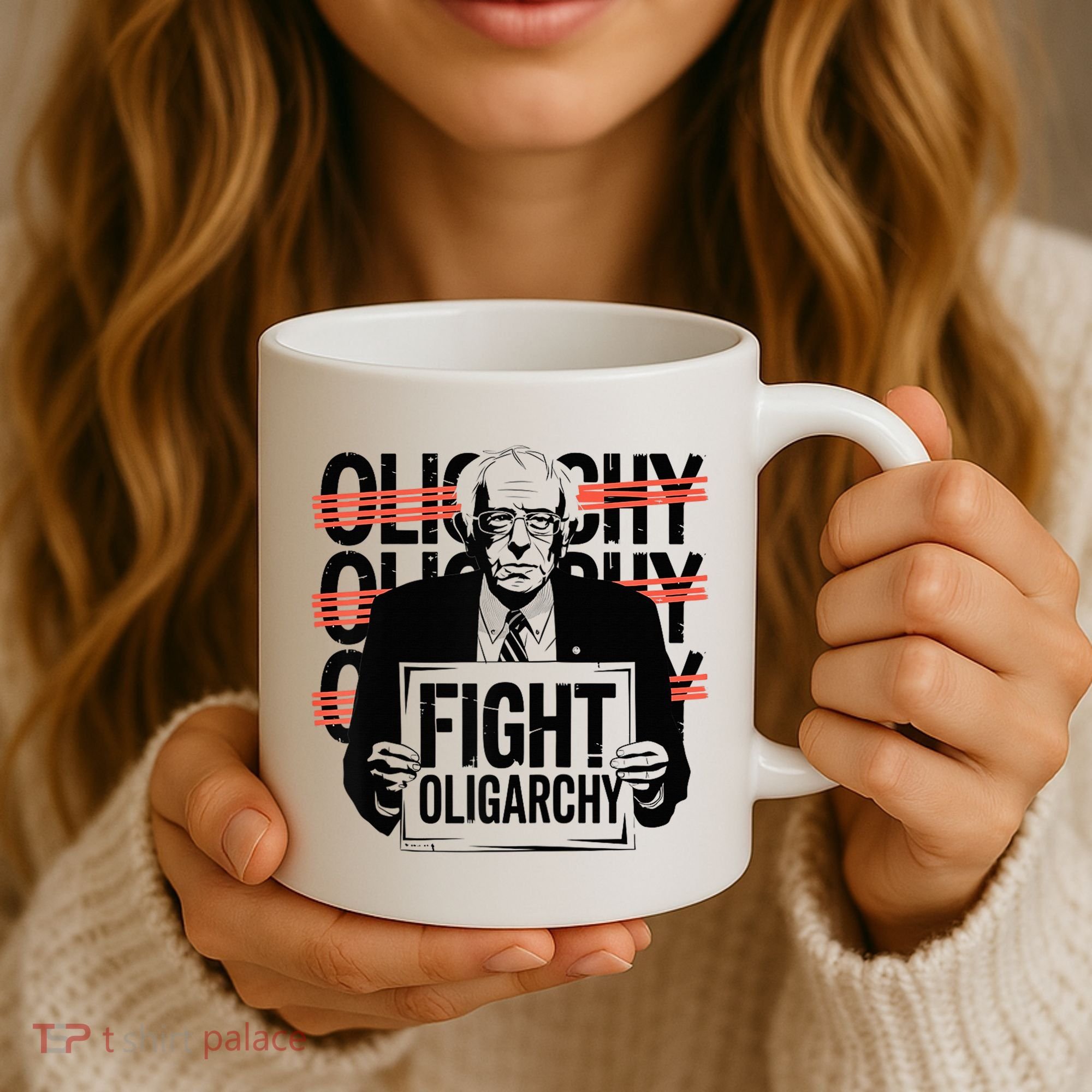 Bernie Fight Oligarchy Raglan Baseball Coffee Mug