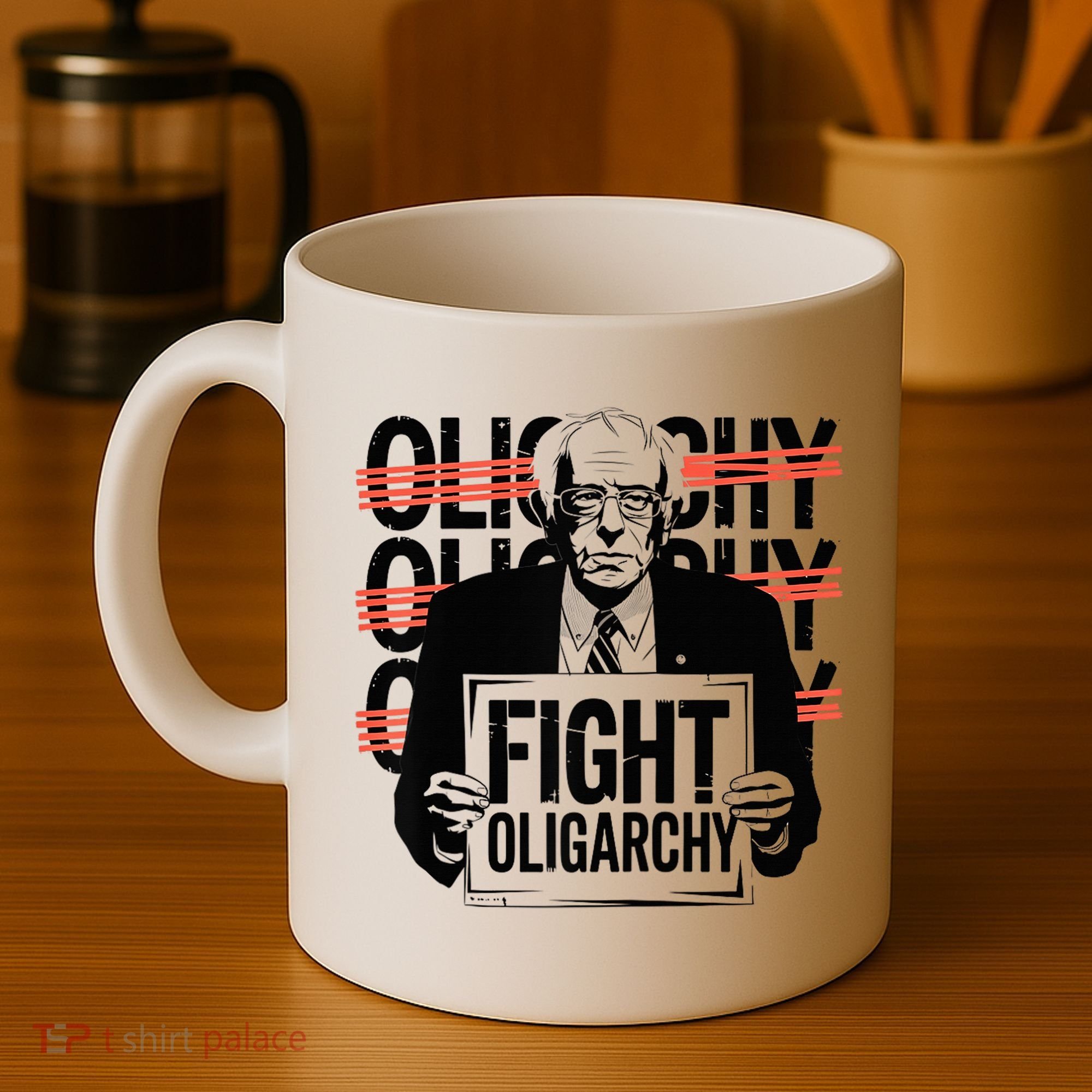 Bernie Fight Oligarchy Raglan Baseball Coffee Mug