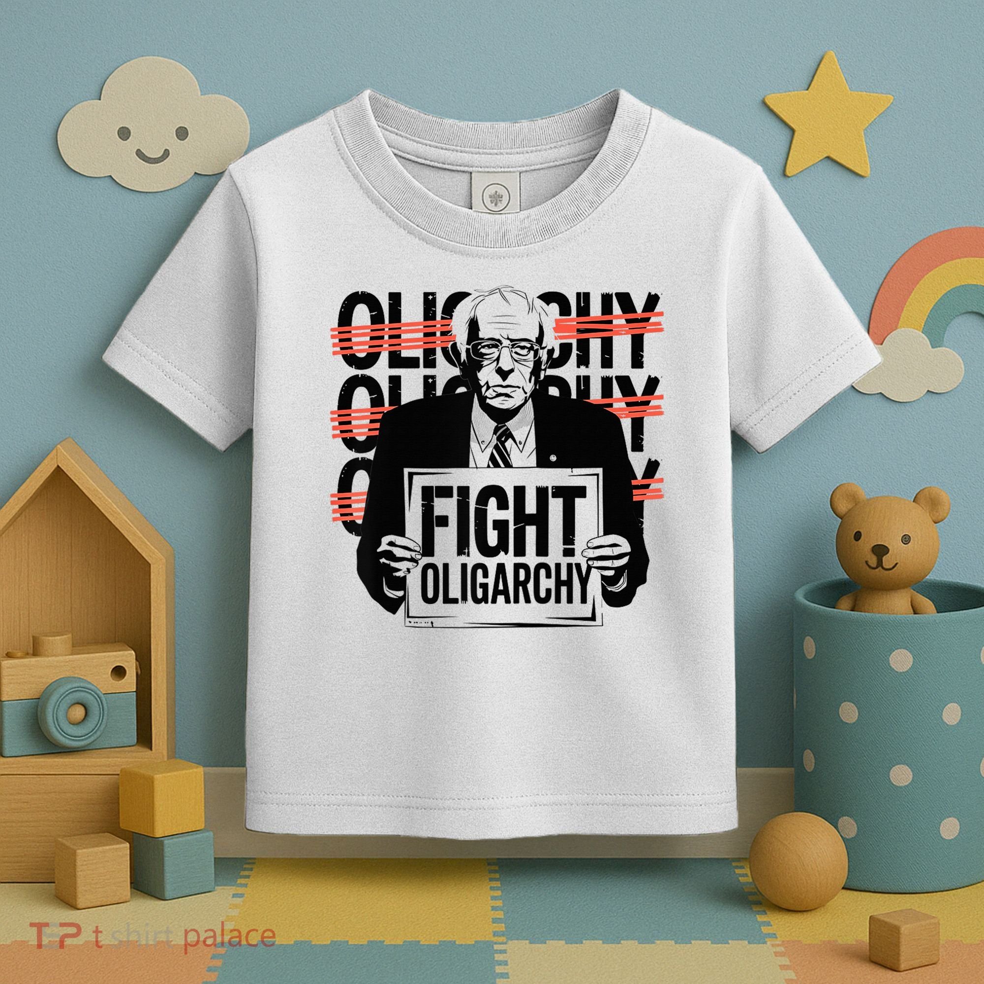 Bernie Fight Oligarchy Raglan Baseball Toddler T-Shirt
