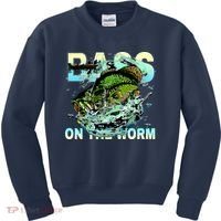 Bass Fishing On The Storm Kids Sweatshirt thumb 0