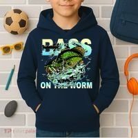 Bass Fishing On The Storm Kids Hoodie thumb 2