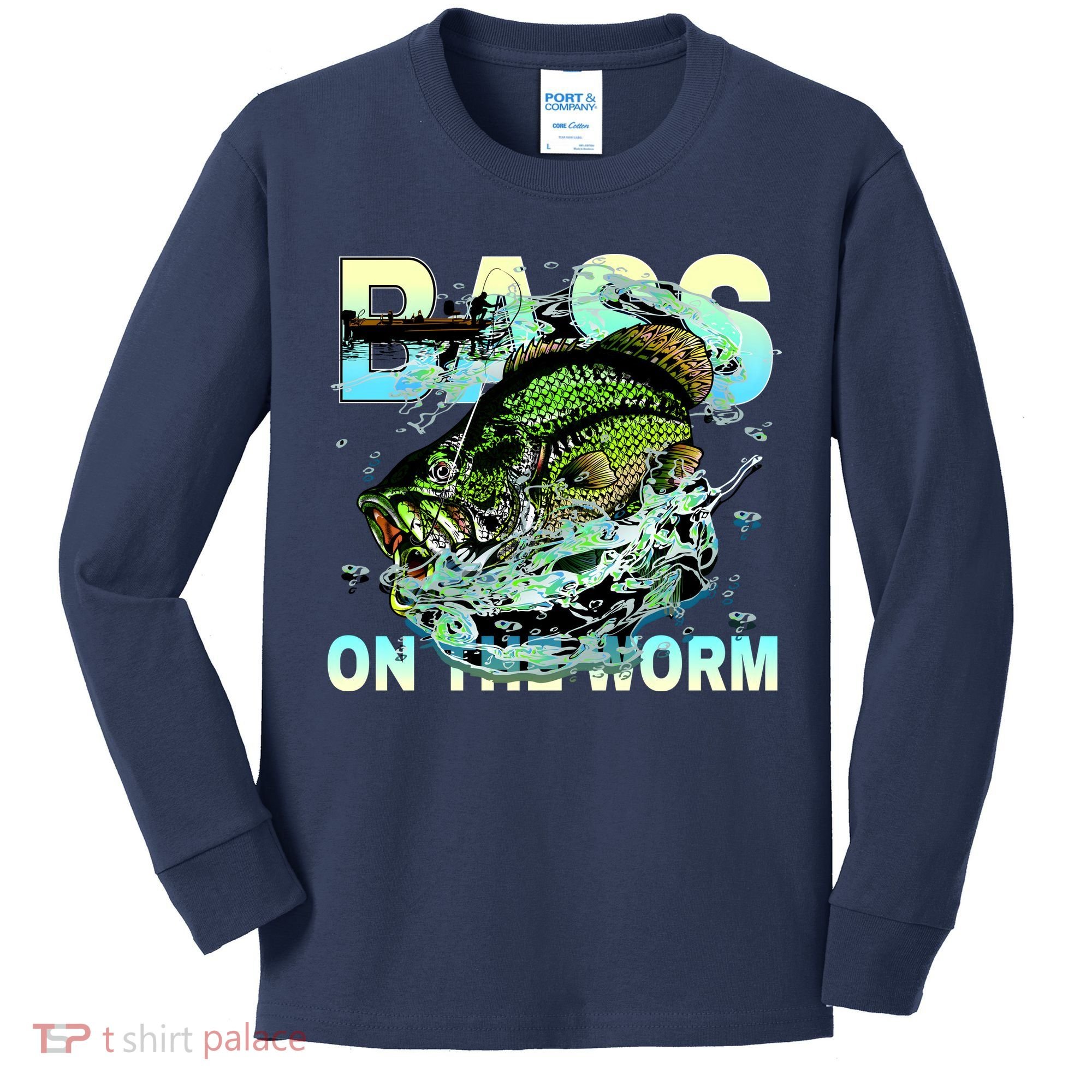 Bass Fishing On The Storm Kids Long Sleeve Shirt