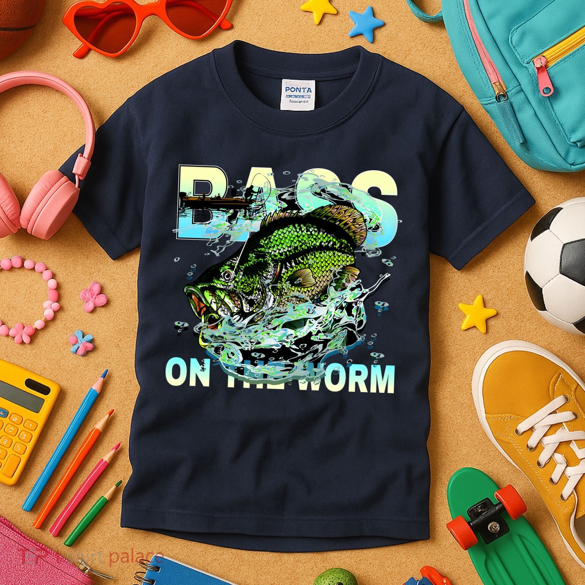 Bass Fishing On The Storm Kids T-Shirt