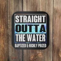 Baptism Funny Outta Water Gifts Idea Coaster thumb 0