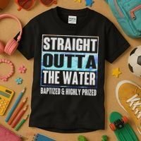 Baptism Funny Outta Water Gifts Idea Kids T-Shirt thumb 3