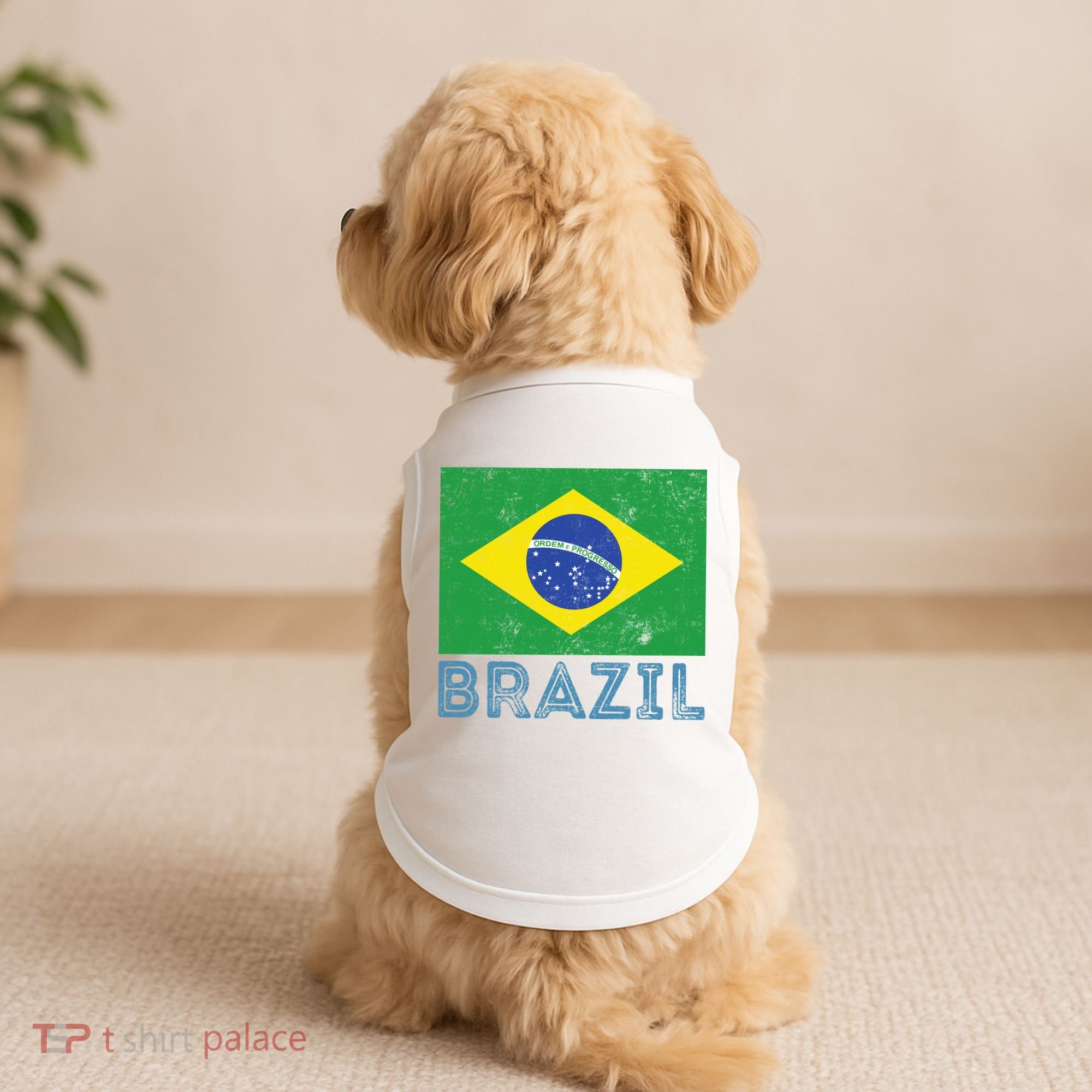 Brazil Flag Pride Graphic Apparel Ordem e Progresso Doggie Tank