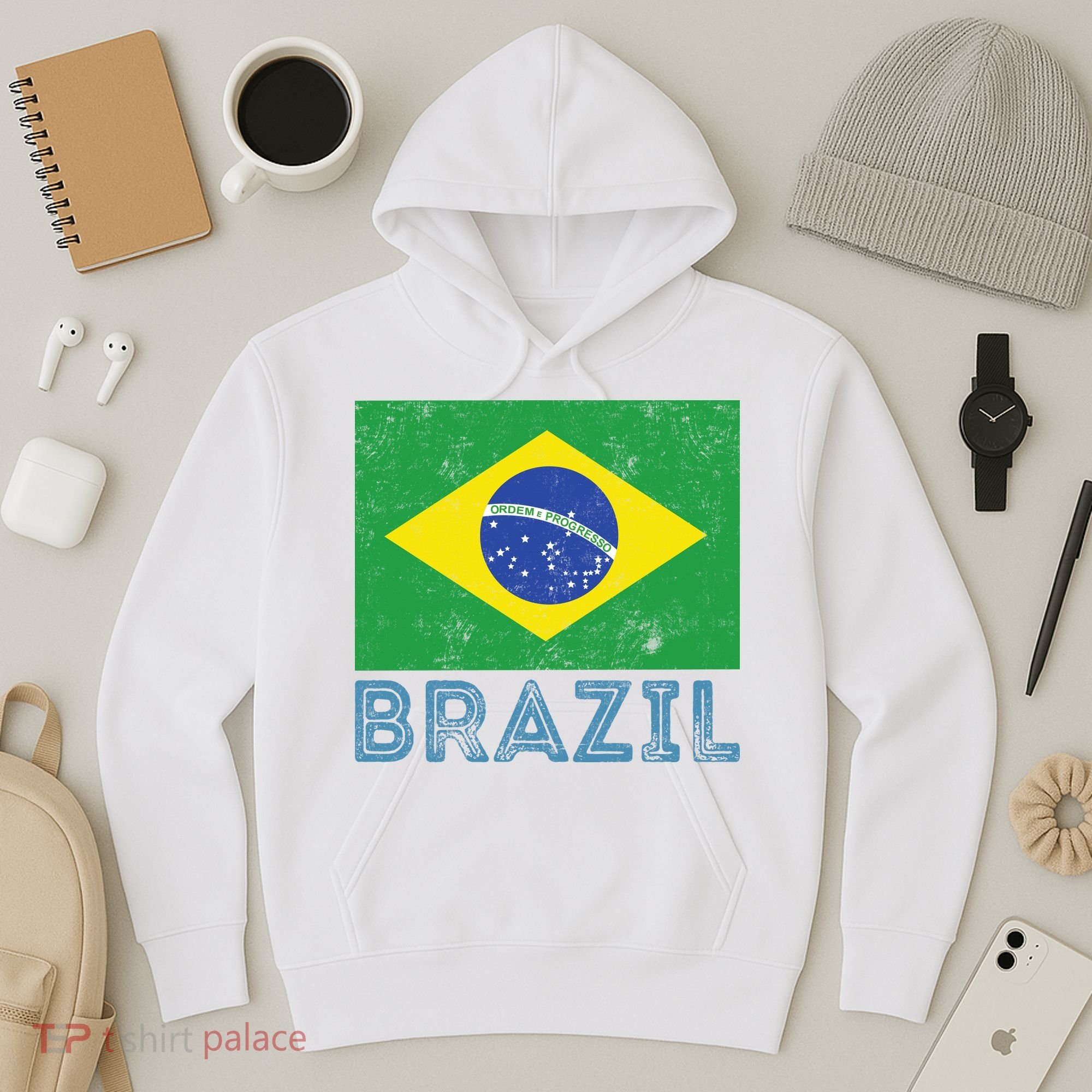 Brazil Flag Pride Graphic Apparel Ordem e Progresso Hoodie