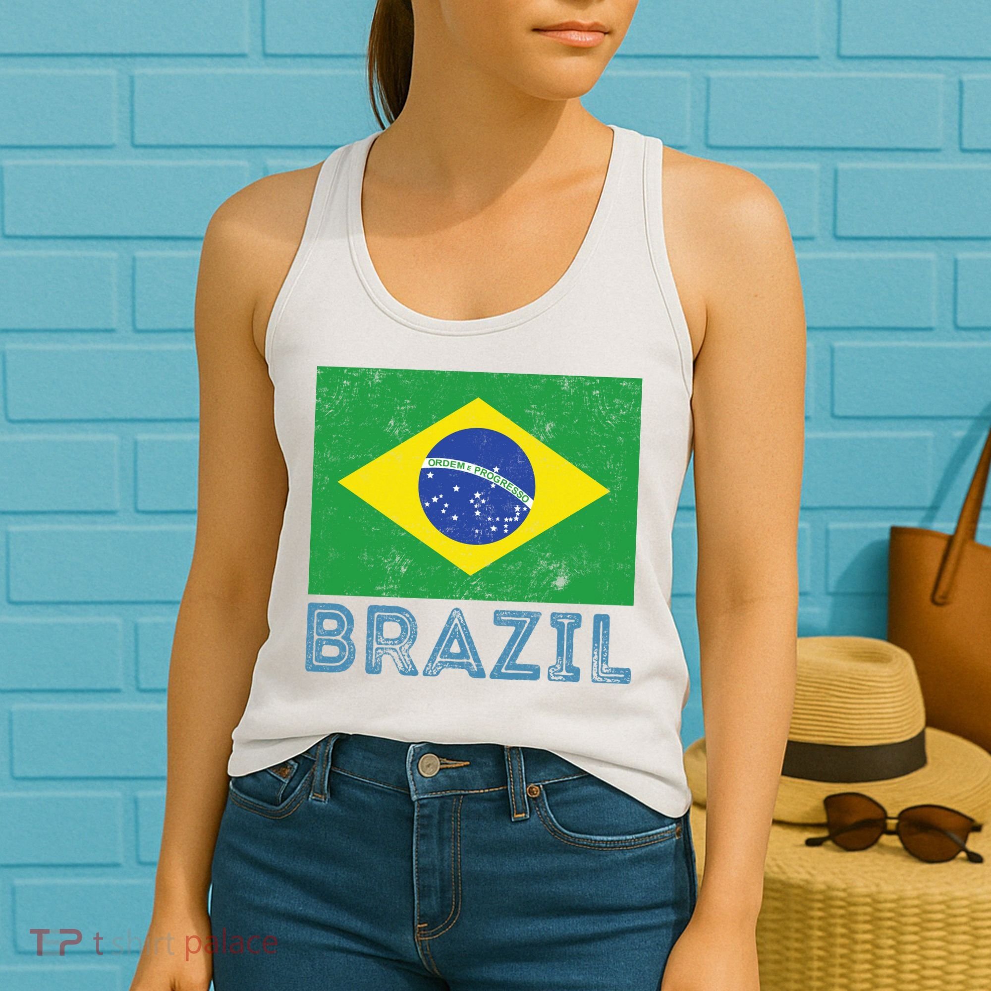 Brazil Flag Pride Graphic Apparel Ordem e Progresso Women's Tank Top
