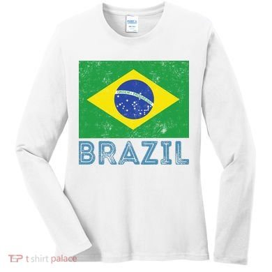 Brazil Flag Pride Graphic Apparel Ordem e Progresso Women's Long Sleeve Shirt