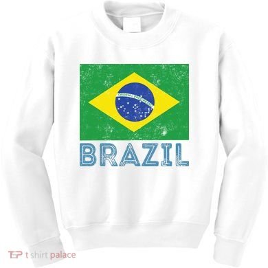 Brazil Flag Pride Graphic Apparel Ordem e Progresso Kids Sweatshirt