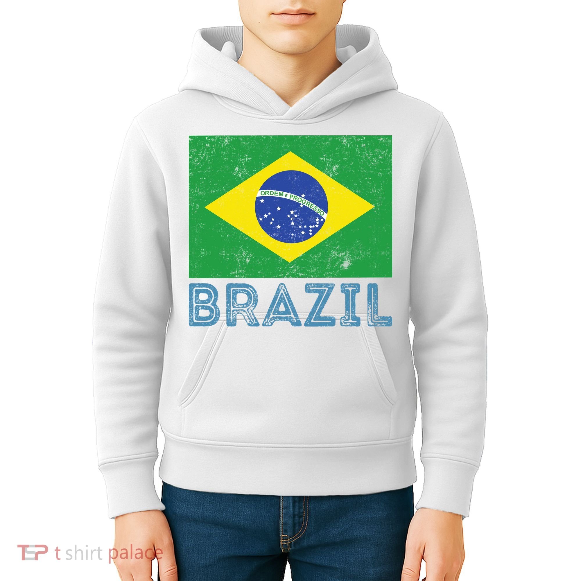 Brazil Flag Pride Graphic Apparel Ordem e Progresso Kids Hoodie
