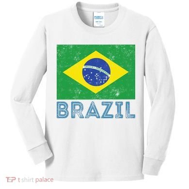 Brazil Flag Pride Graphic Apparel Ordem e Progresso Kids Long Sleeve Shirt