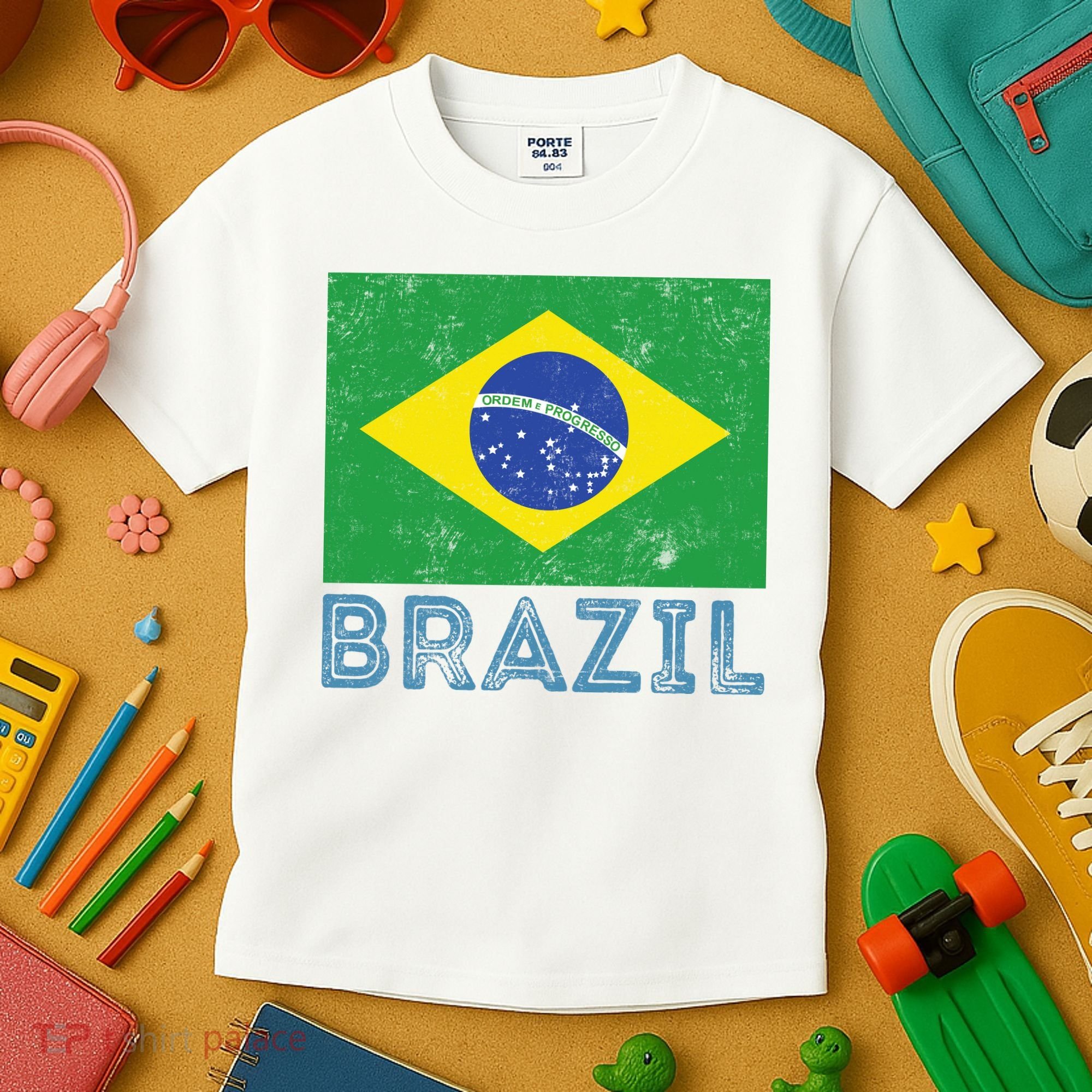 Brazil Flag Pride Graphic Apparel Ordem e Progresso Kids T-Shirt