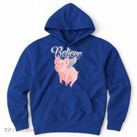 Believe Flying Pig With Wings Animal Motivational Novelty Gift Hoodie thumb 0