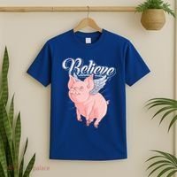 Believe Flying Pig With Wings Animal Motivational Novelty Gift T-Shirt thumb 2