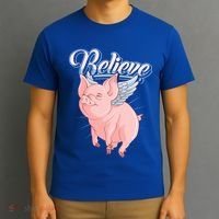 Believe Flying Pig With Wings Animal Motivational Novelty Gift T-Shirt thumb 3