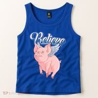 Believe Flying Pig With Wings Animal Motivational Novelty Gift Tank Top thumb 2