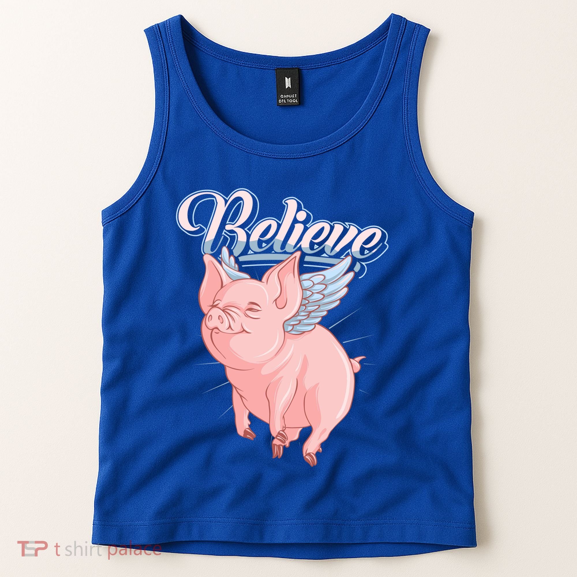 Believe Flying Pig With Wings Animal Motivational Novelty Gift Tank Top