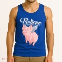 Believe Flying Pig With Wings Animal Motivational Novelty Gift Tank Top thumb 3