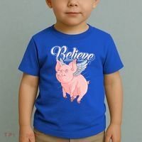 Believe Flying Pig With Wings Animal Motivational Novelty Gift Toddler T-Shirt thumb 2