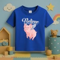Believe Flying Pig With Wings Animal Motivational Novelty Gift Toddler T-Shirt thumb 3