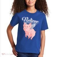 Believe Flying Pig With Wings Animal Motivational Novelty Gift Kids T-Shirt thumb 2