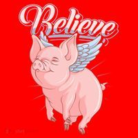Believe Flying Pig With Wings Animal Motivational Novelty Gift Santa Hat thumb 1