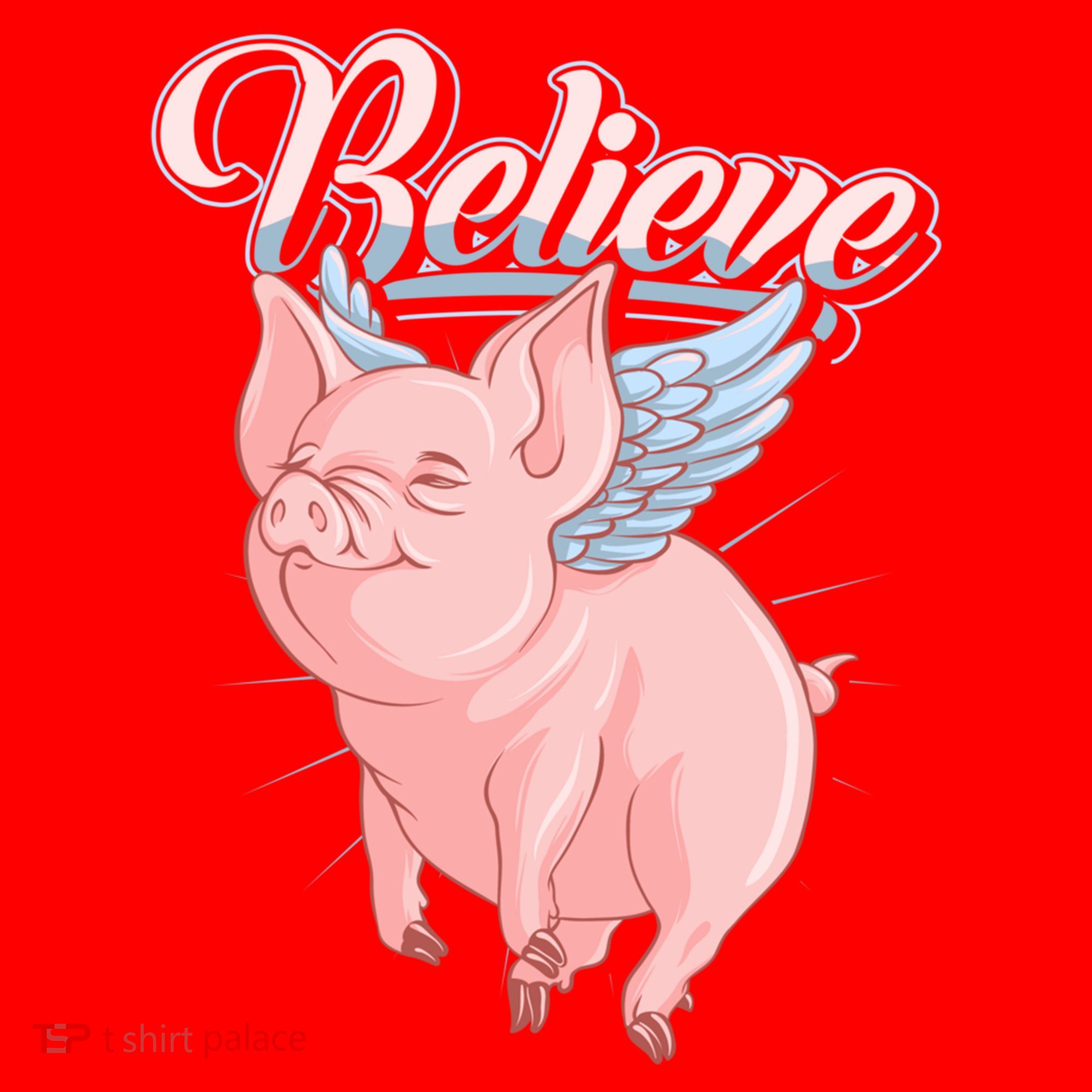 Believe Flying Pig With Wings Animal Motivational Novelty Gift Santa Hat
