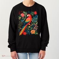 Boho Floral Parrot Scarlet Macaw Birdwatching Bird Lover Women's Sweatshirt thumb 0