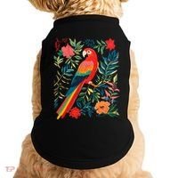 Boho Floral Parrot Scarlet Macaw Birdwatching Bird Lover Doggie Tank thumb 0