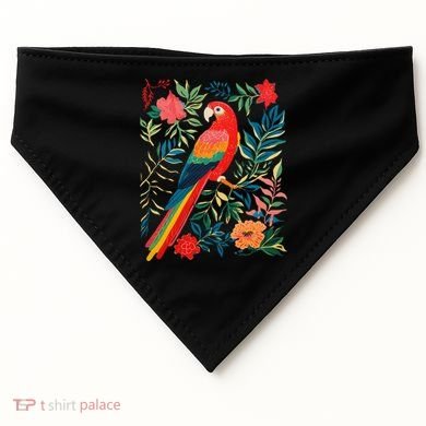 Boho Floral Parrot Scarlet Macaw Birdwatching Bird Lover USA-Made Doggie Bandana