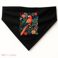 Boho Floral Parrot Scarlet Macaw Birdwatching Bird Lover USA-Made Doggie Bandana thumb 0