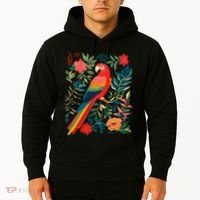 Boho Floral Parrot Scarlet Macaw Birdwatching Bird Lover Hoodie thumb 2