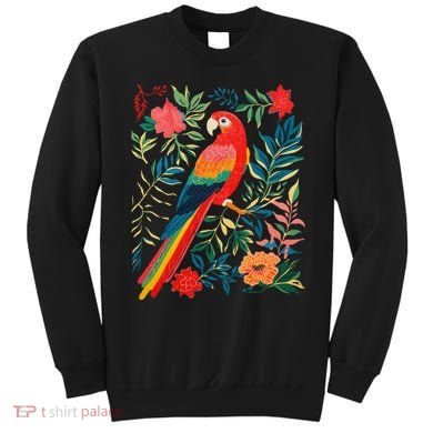 Boho Floral Parrot Scarlet Macaw Birdwatching Bird Lover Sweatshirt